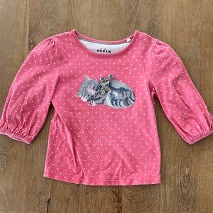 Boden Pink Cat Print Kids Top
